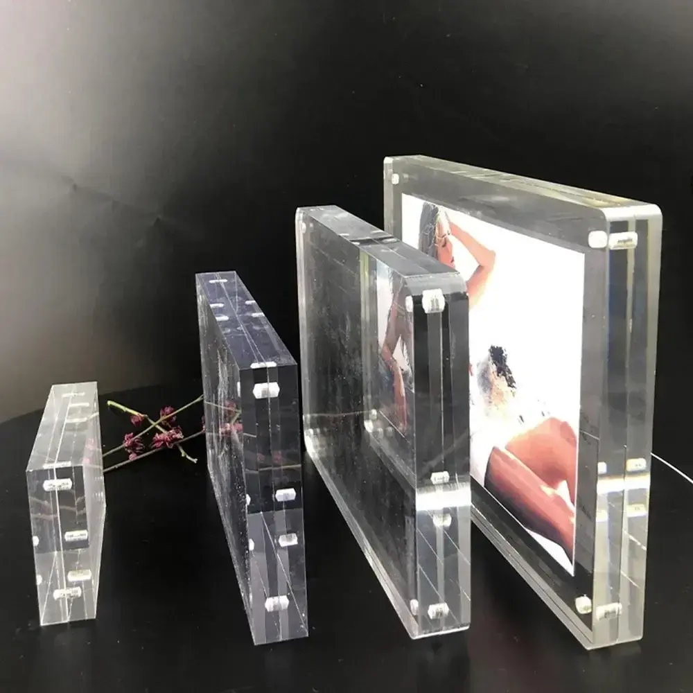 Room Desk Home Decoration Transparent Photo Picture Frame Acrylic 10mm Magnetic Display Frame Poster Display Stand For Photo