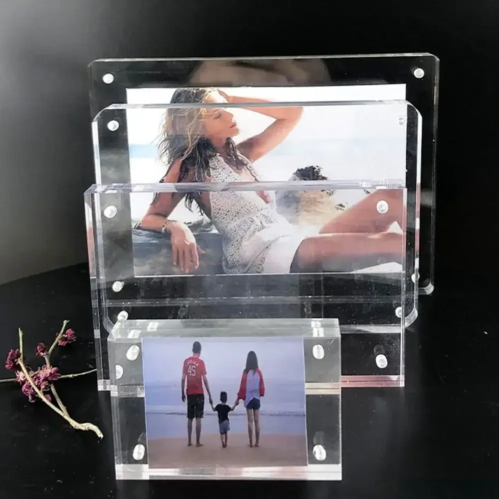 Room Desk Home Decoration Transparent Photo Picture Frame Acrylic 10mm Magnetic Display Frame Poster Display Stand For Photo