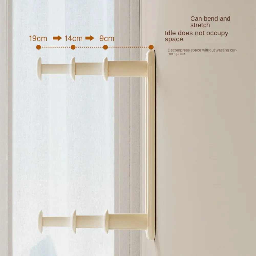 Telescopic Balcony Hanging Rack Wall Mounted Non-perforated Hanger Storage Rack Household Multifunctional Storage Organizer
