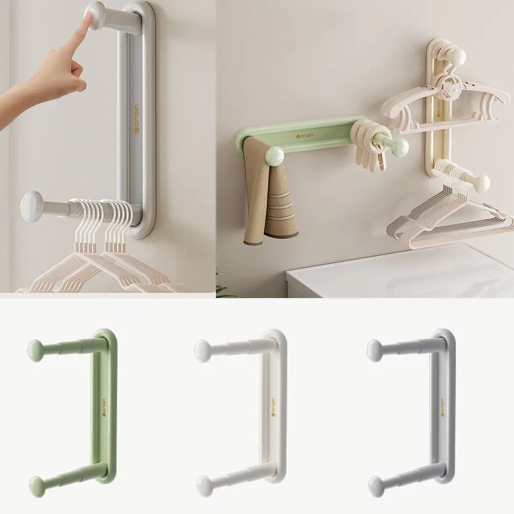 Telescopic Balcony Hanging Rack Wall Mounted Non-perforated Hanger Storage Rack Household Multifunctional Storage Organizer