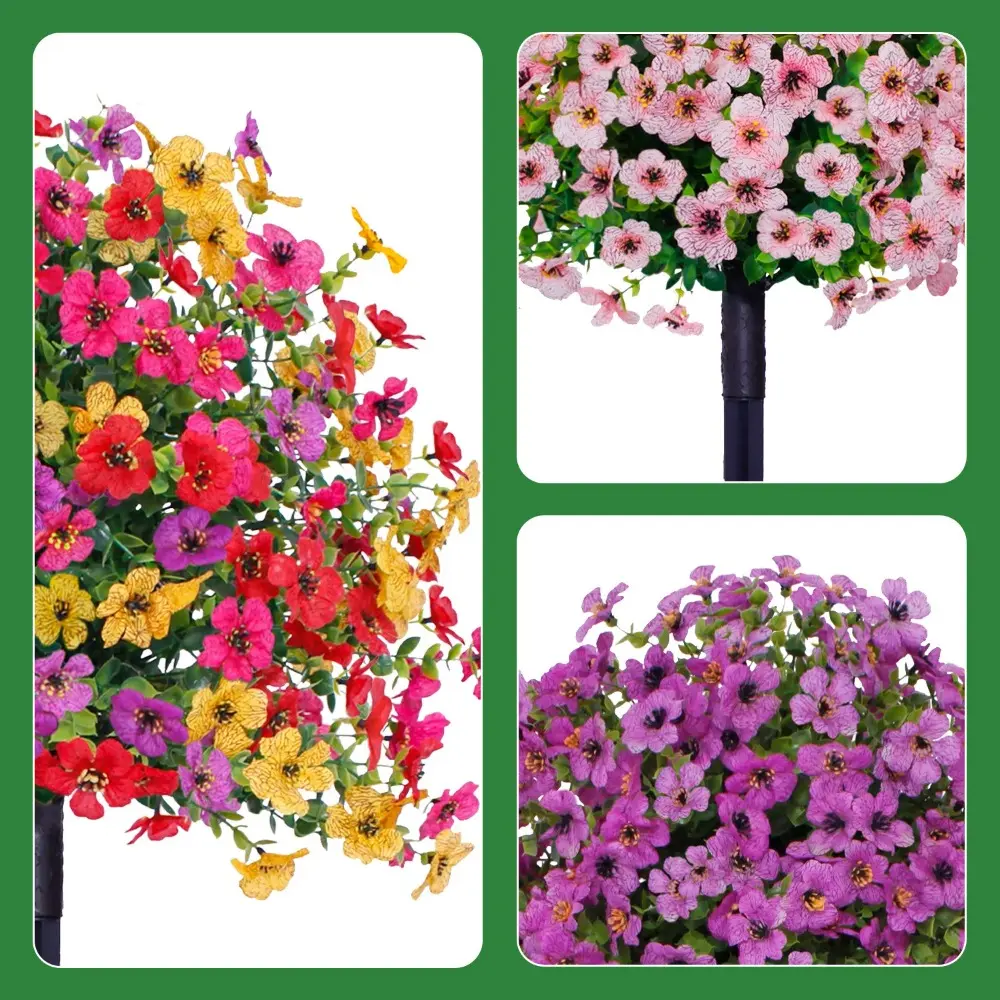 Eucalyptus Flower Artificial Fake Violet Flower Ground Stake Yard Art Fake Violet Flower Ball Micro Landscaping DIY