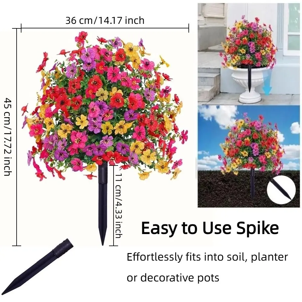 Eucalyptus Flower Artificial Fake Violet Flower Ground Stake Yard Art Fake Violet Flower Ball Micro Landscaping DIY