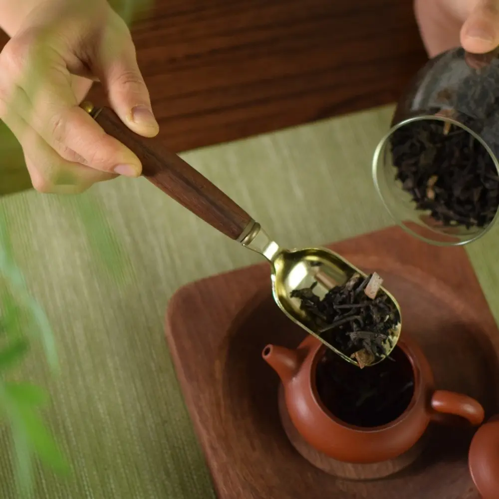 New Wooden Stainless Steel Matcha Spoon Traditional Heat-Resistant Leaf Tea Scoops Handmade Japanese Chashaku Teaware