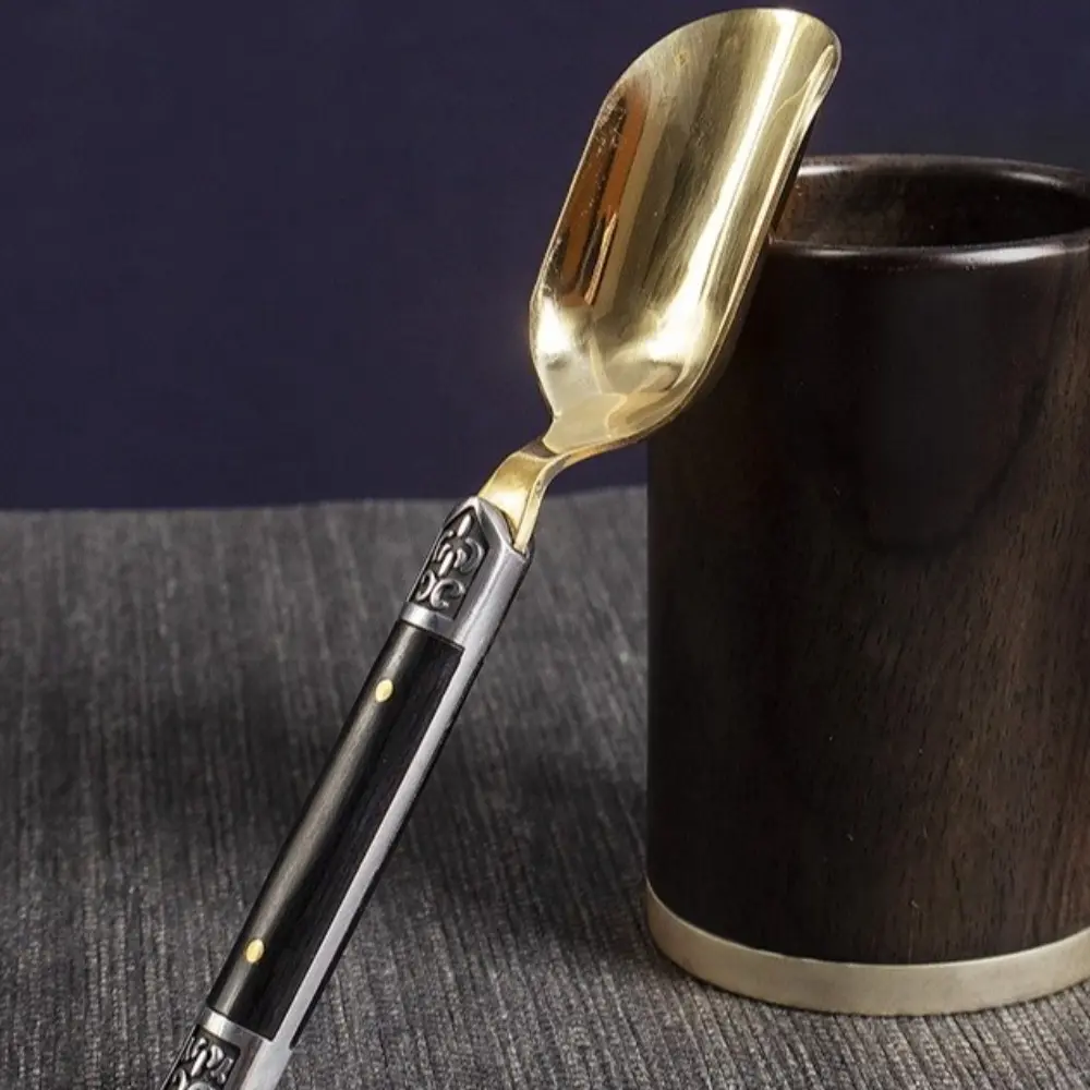 New Wooden Stainless Steel Matcha Spoon Traditional Heat-Resistant Leaf Tea Scoops Handmade Japanese Chashaku Teaware