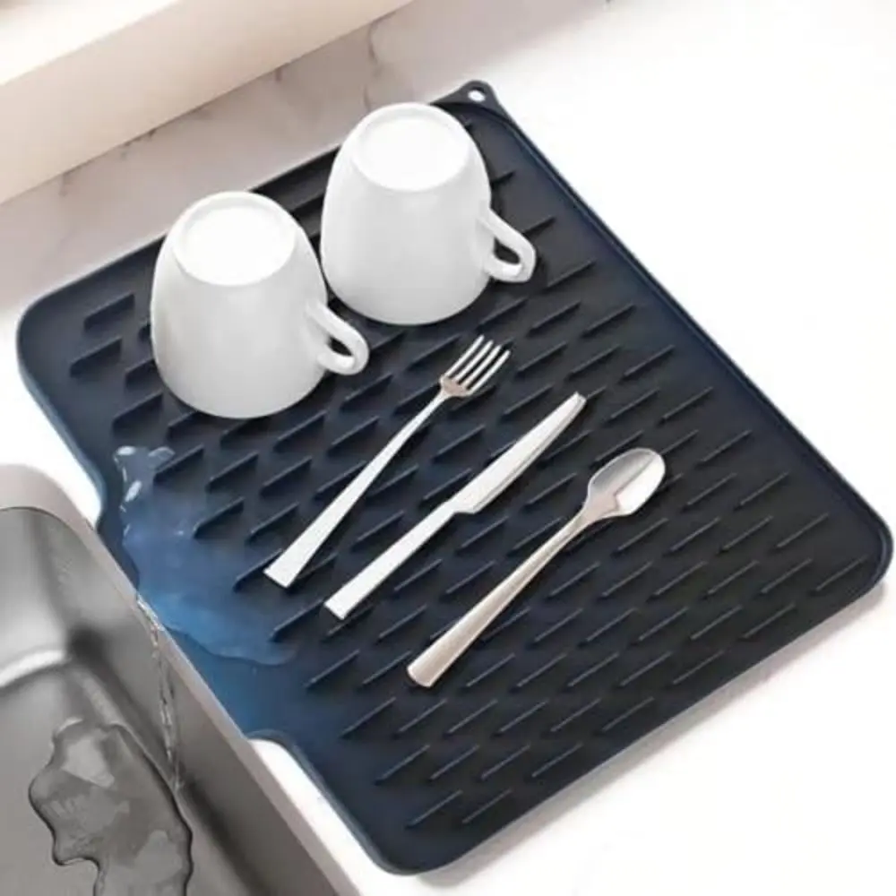 Non-slip Silicone Drainage Mat Foldable Large Size Tableware Drainer Pad Anti-scald Coaster Utensils Drying Dish Drying Mat