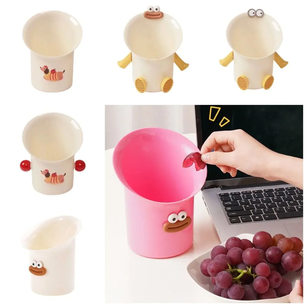 New Large Caliber Desktop Garbage Multifunctional with Stickers and Brush Desk Dustbin Container Can Trash Waste Workspace