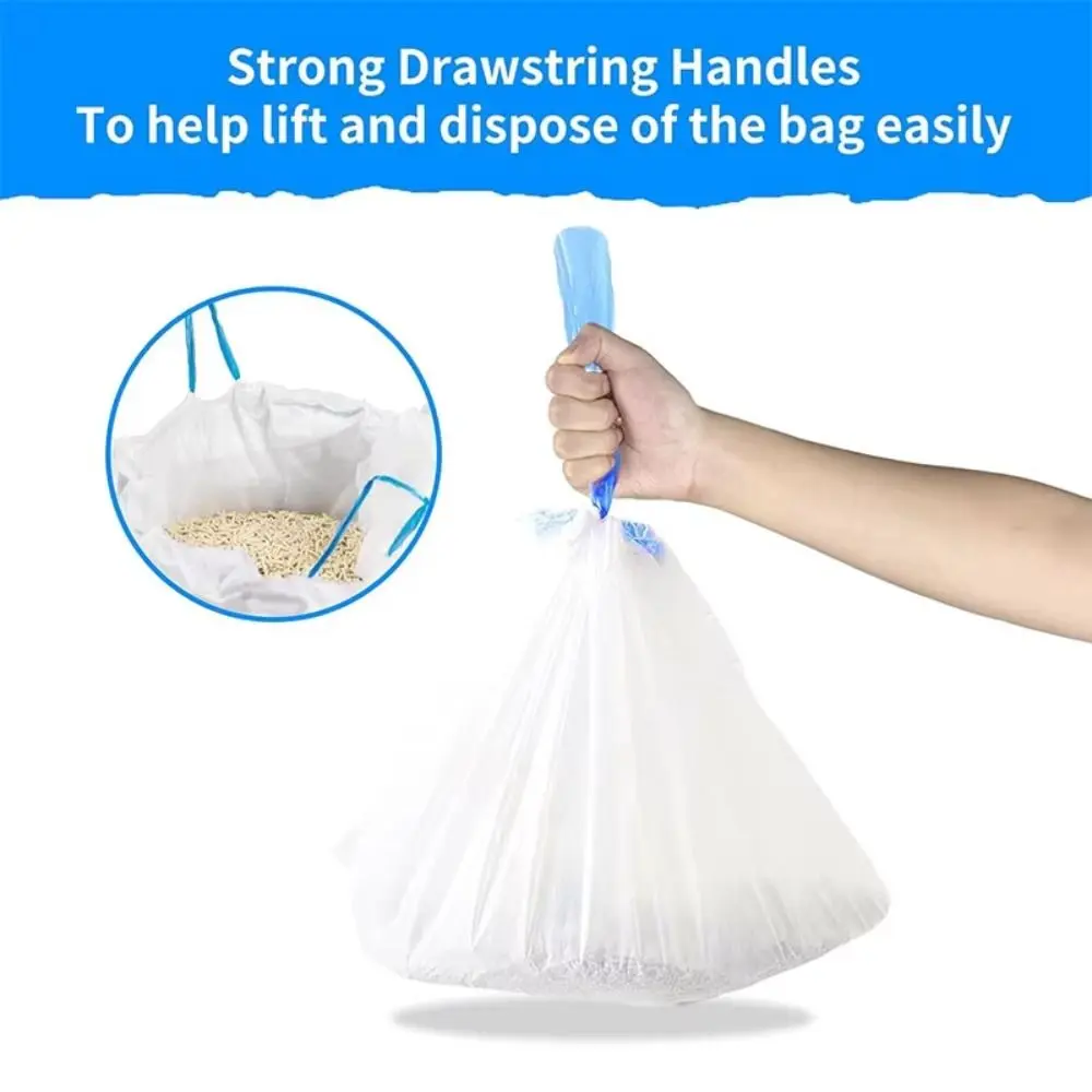2Roll 45x50cm Drawstring Trash Bag Large Capacity Thickened Plastic Trash Bags Portable Affordable Large Cat Litter Bags