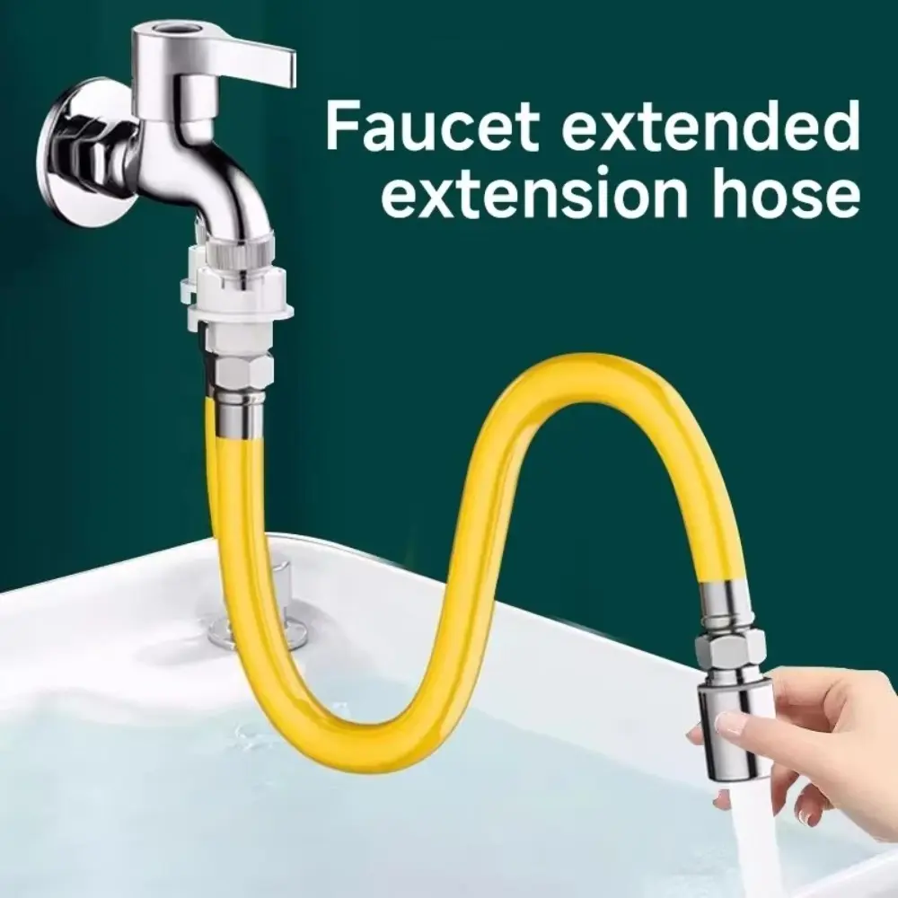 2 Mode Faucet Extension Extender Stainless Steel Free Bending Water Tap Pipe Tube Splashproof Adjust 360 Degree Extension Tube