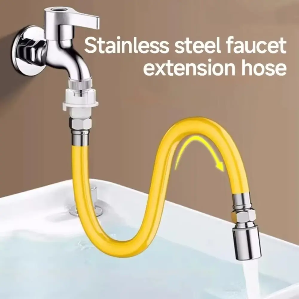 2 Mode Faucet Extension Extender Stainless Steel Free Bending Water Tap Pipe Tube Splashproof Adjust 360 Degree Extension Tube