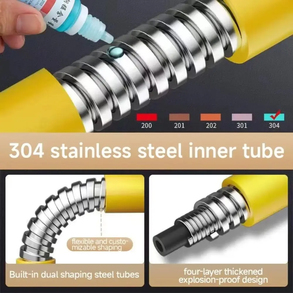 2 Mode Faucet Extension Extender Stainless Steel Free Bending Water Tap Pipe Tube Splashproof Adjust 360 Degree Extension Tube