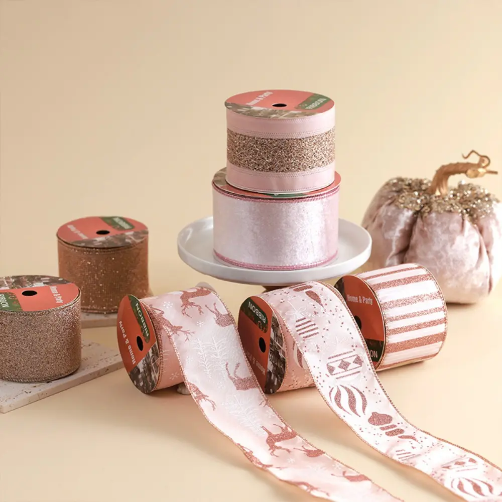 10Yards Christmas Ribbons Wired Edge Imitation Hemp Material Bow Weave Ribbon For Wedding Party Christmas Decor DIY Gift Packing