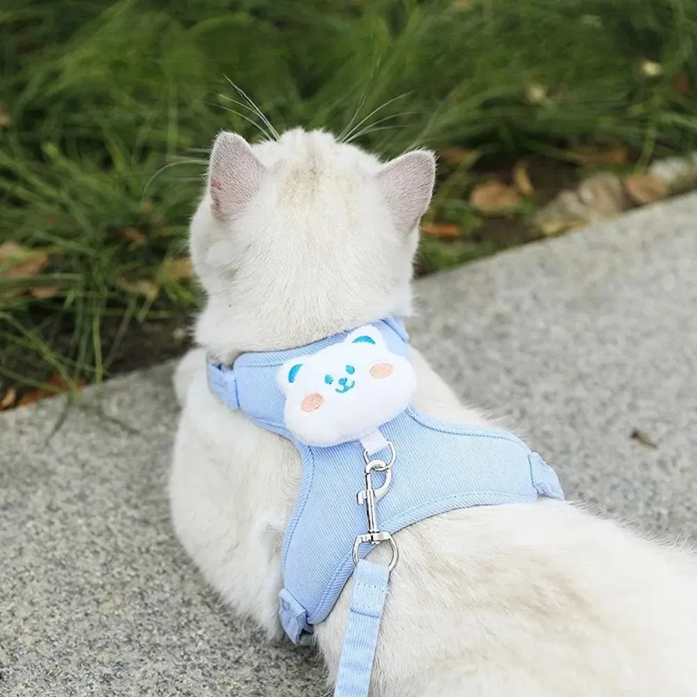Sweet Corduroy Dog Harness with Leash Set Cute' Rabbit Bear Cat Traction Vest Rope Adjustable Pet Walking Leash for Small Dogs