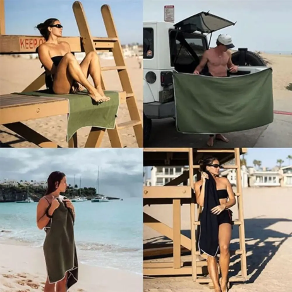 Portable Outdoor Magnetic Bath Towel Coral Fleece Fiber Quick-drying Bath Towel Portable Outdoor Bath Towel Beach Towel