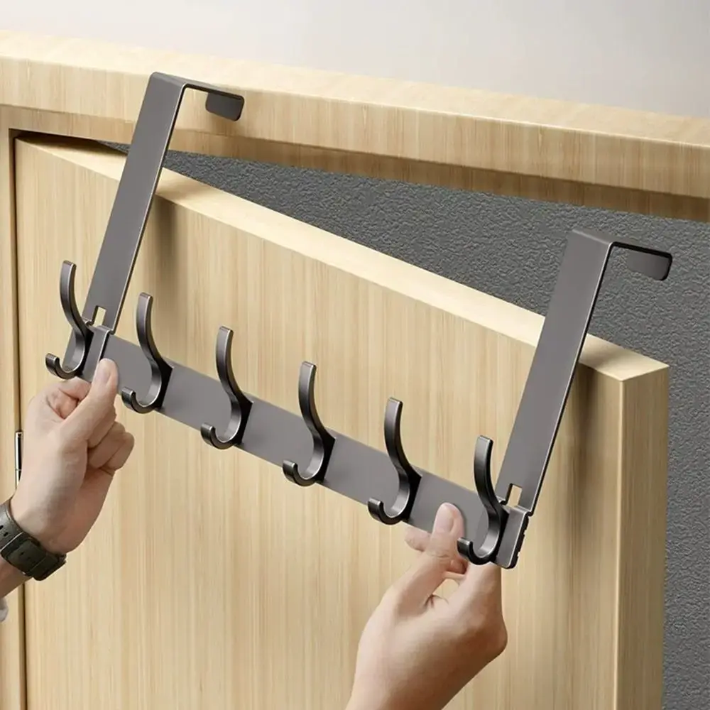 Punch-free 6/7/8 Door Hook Storage Holder Bathroom Organizer Rack Clothes Hanger Kitchen Accessories Traceless