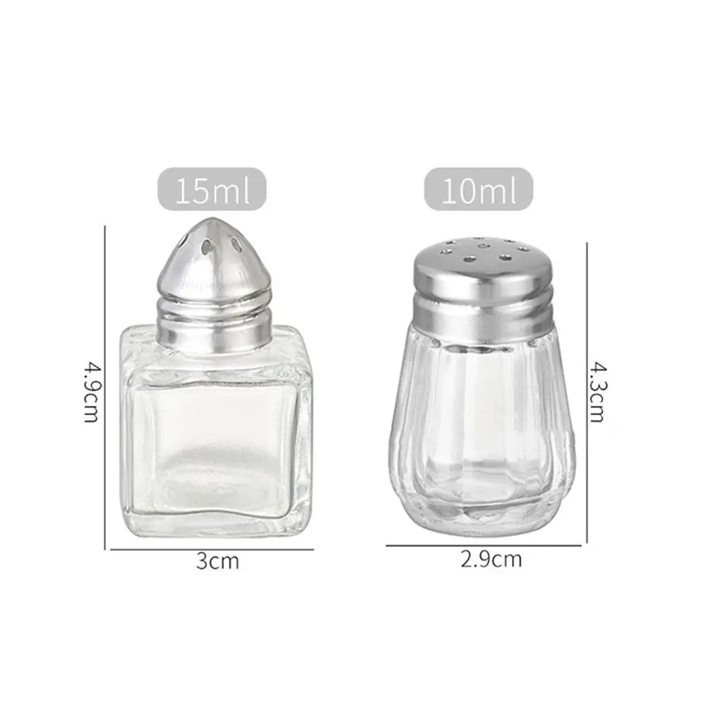 10/15ML Mini Seasoning Bottle Transparent Glass Spice Jars BBQ Pepper Spice Salt Shaker Jar Food Storage Container with Lid