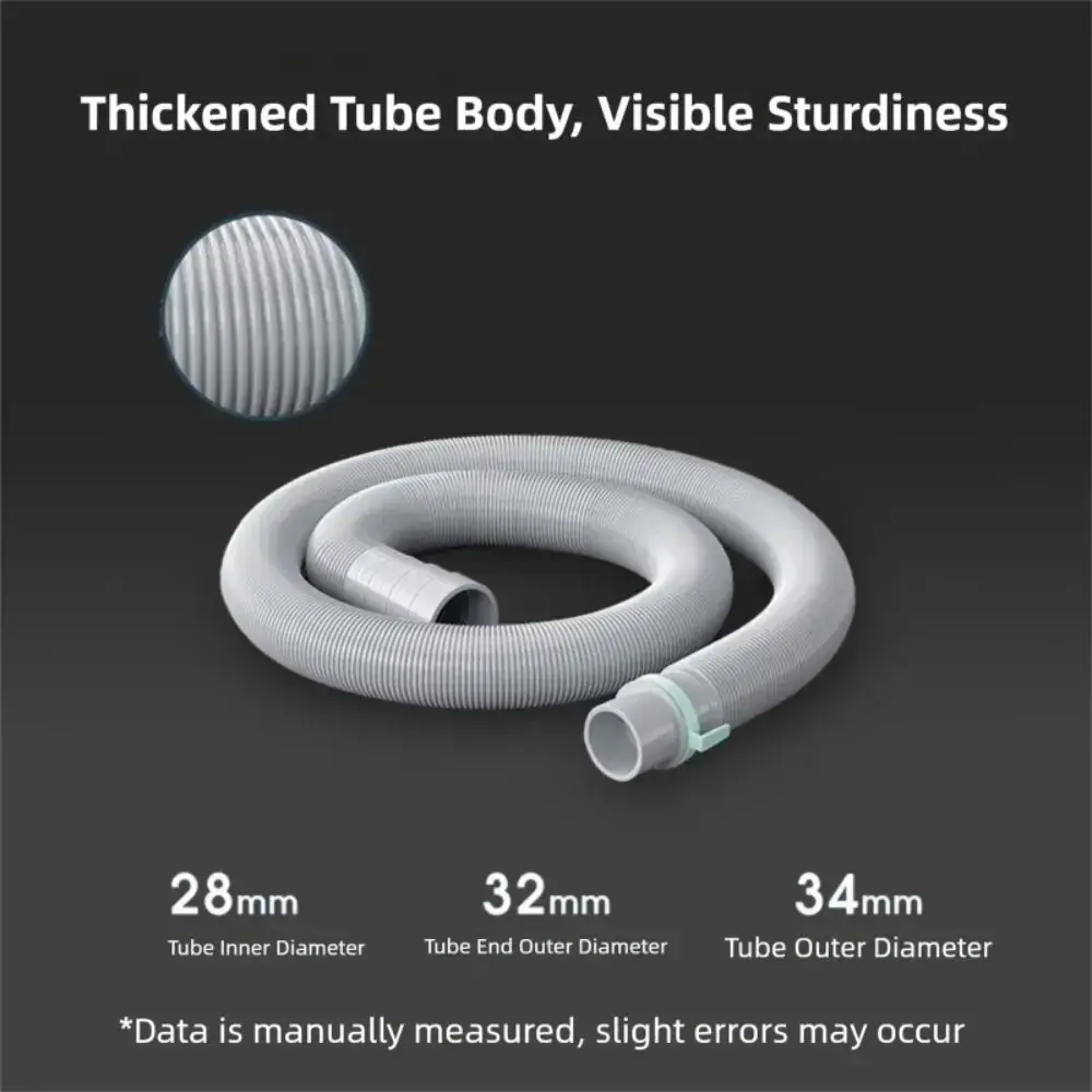 1/1.5/2/3/4/5m EVA Drain Pipe Washing Machine Dishwasher Drain Waste Hose Extension Pipe Corrugated Tube With Hose Clamps Set
