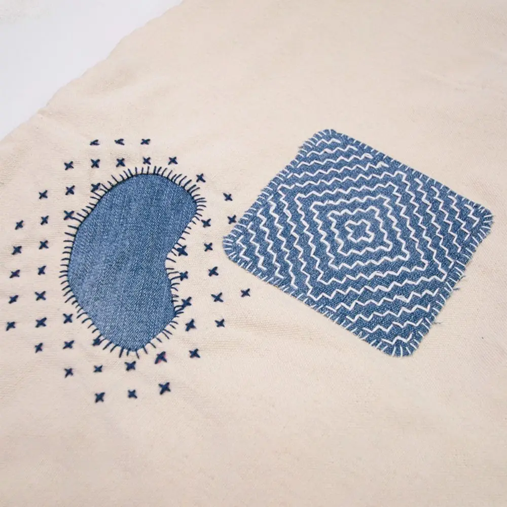 Water Soluble Sashiko Embroidery Beginner Set With Thread And Needles Denim Fabric Hand Embroidery Sashiko Kit Sewing Supplies