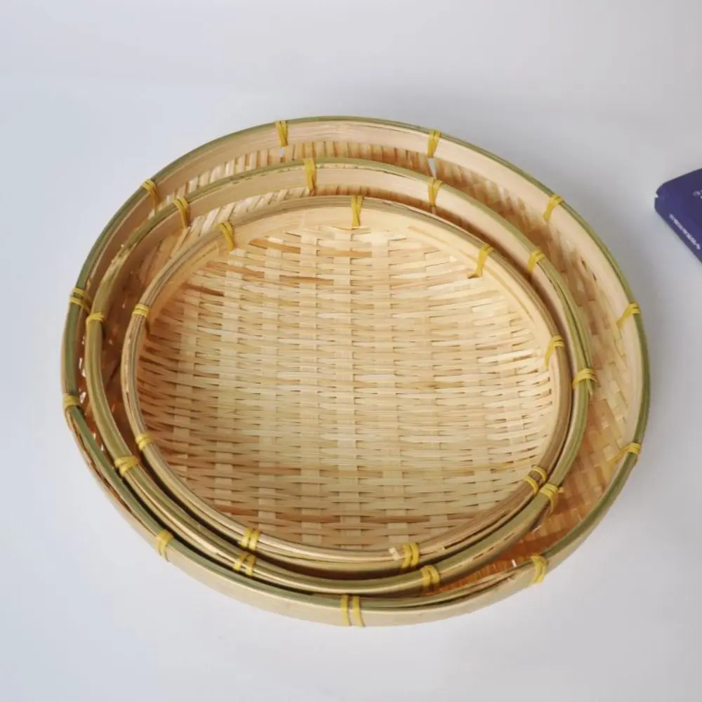 Handmade Woven Woven Bamboo Tray Bamboo Round Bamboo Woven Basket Wall Hanging Baskets Living room