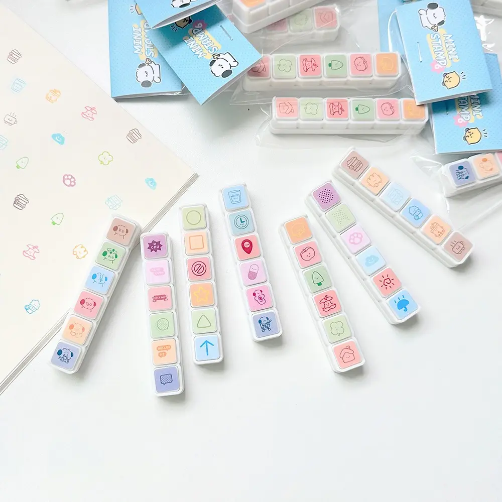 New Kawaii Stamps Decorative 6 Designs Cartoon Scrapbooking Stamp Press Inkpad Stamps Arts Diy Crafts Album