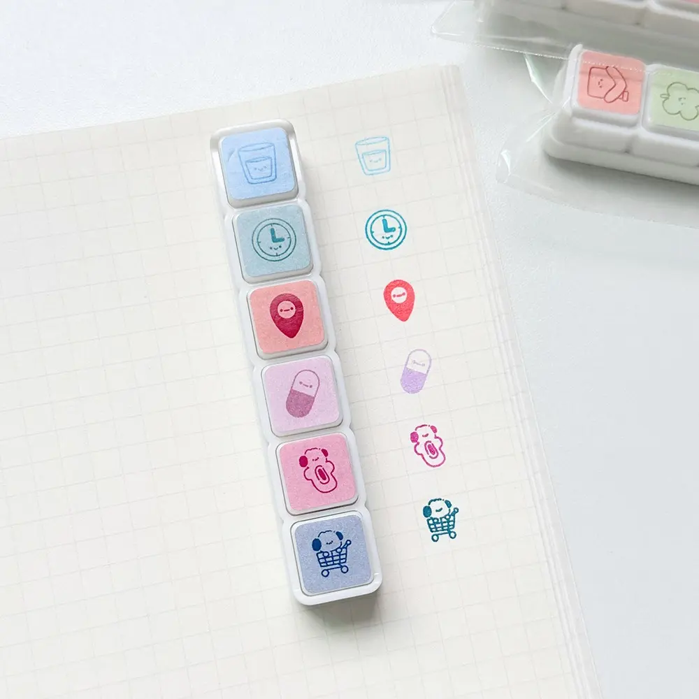 New Kawaii Stamps Decorative 6 Designs Cartoon Scrapbooking Stamp Press Inkpad Stamps Arts Diy Crafts Album
