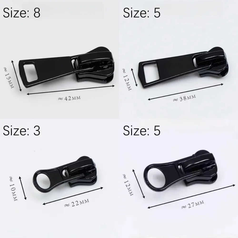 10PCS 3 5 8 Zipper Puller Head Resin Black Zipper Slider Handmade Sewing Accessories Clothing Bag Zips for Replacement Parts