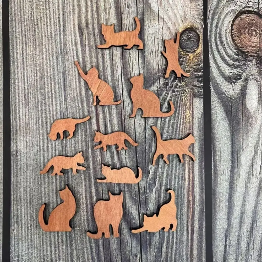 New Wooden Wooden Tower Toy Mini Stacking Cat Figurines Set Cute Cat Desktop yoga Cat Gifts