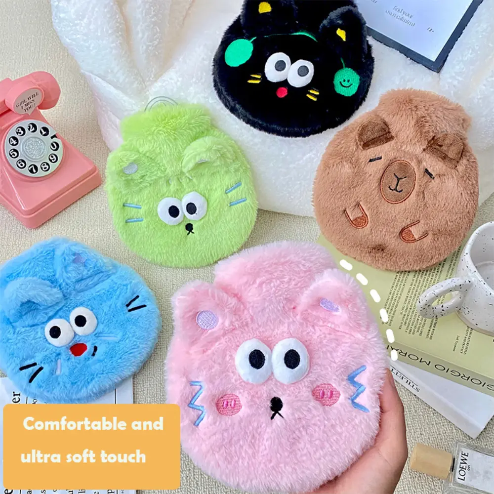 High Quality 400ML Plush Hot Water Bag Cartoon Cat/Capybara Design Explosion-proof Hand Warmer Reusable Portable Belly Warmer