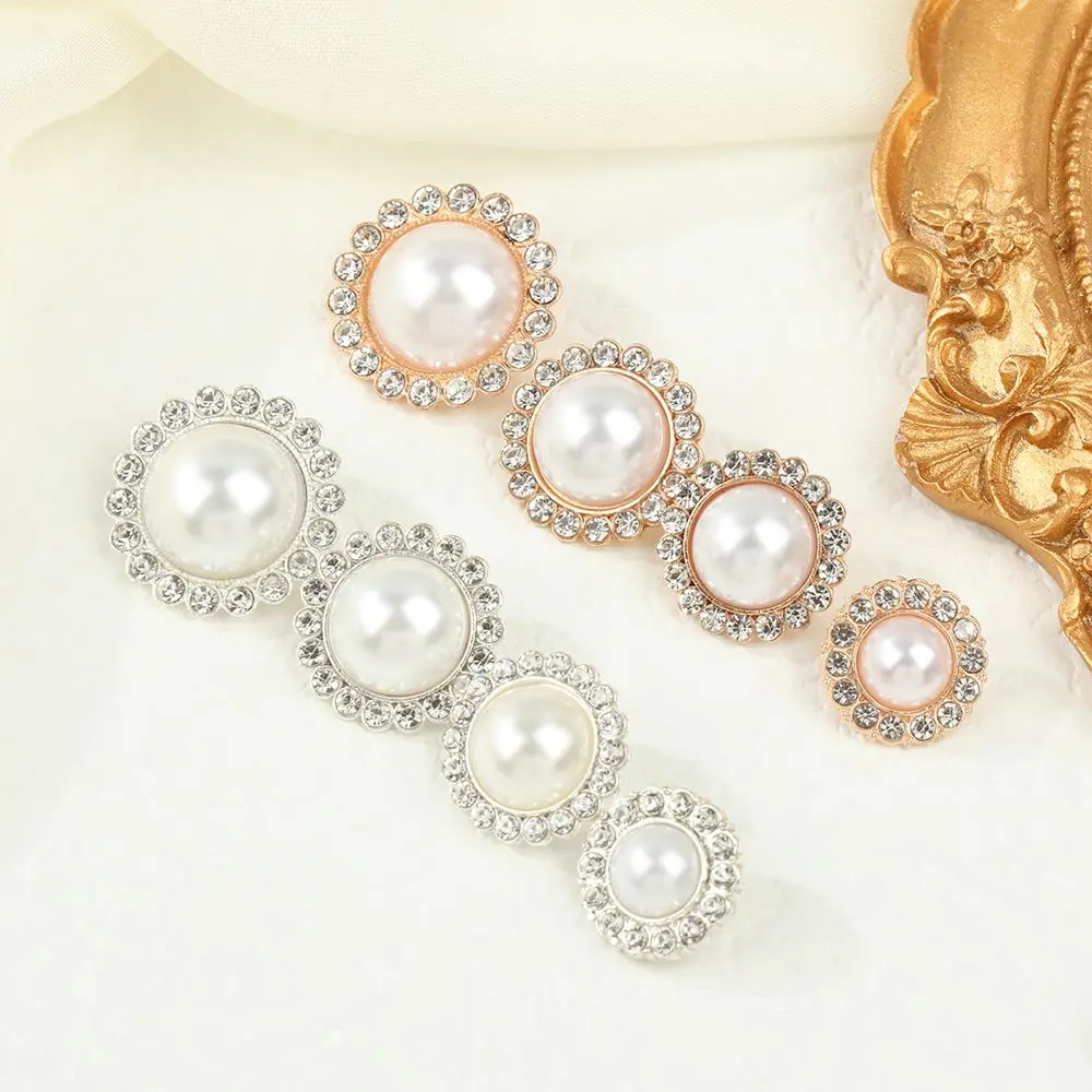 10Pcs High Quality Needlework Sewing Button Shirt Buttons Shiny Rhinestone Pearl Clothing Buttons Sewing Accessories