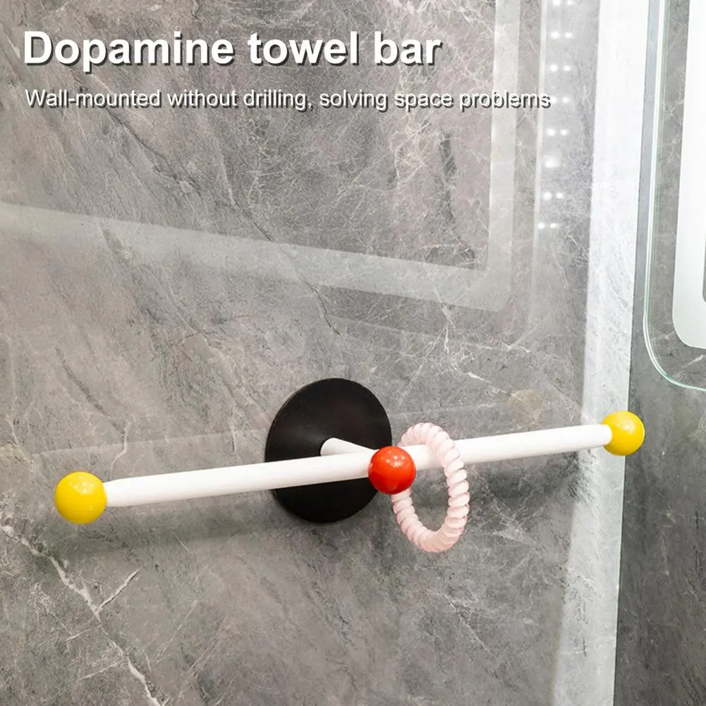 Hole-free Towel Hanger Space-saving Bathroom Towel Rack with Strong Load-bearing Capacity Easy Installation Wall for Towels