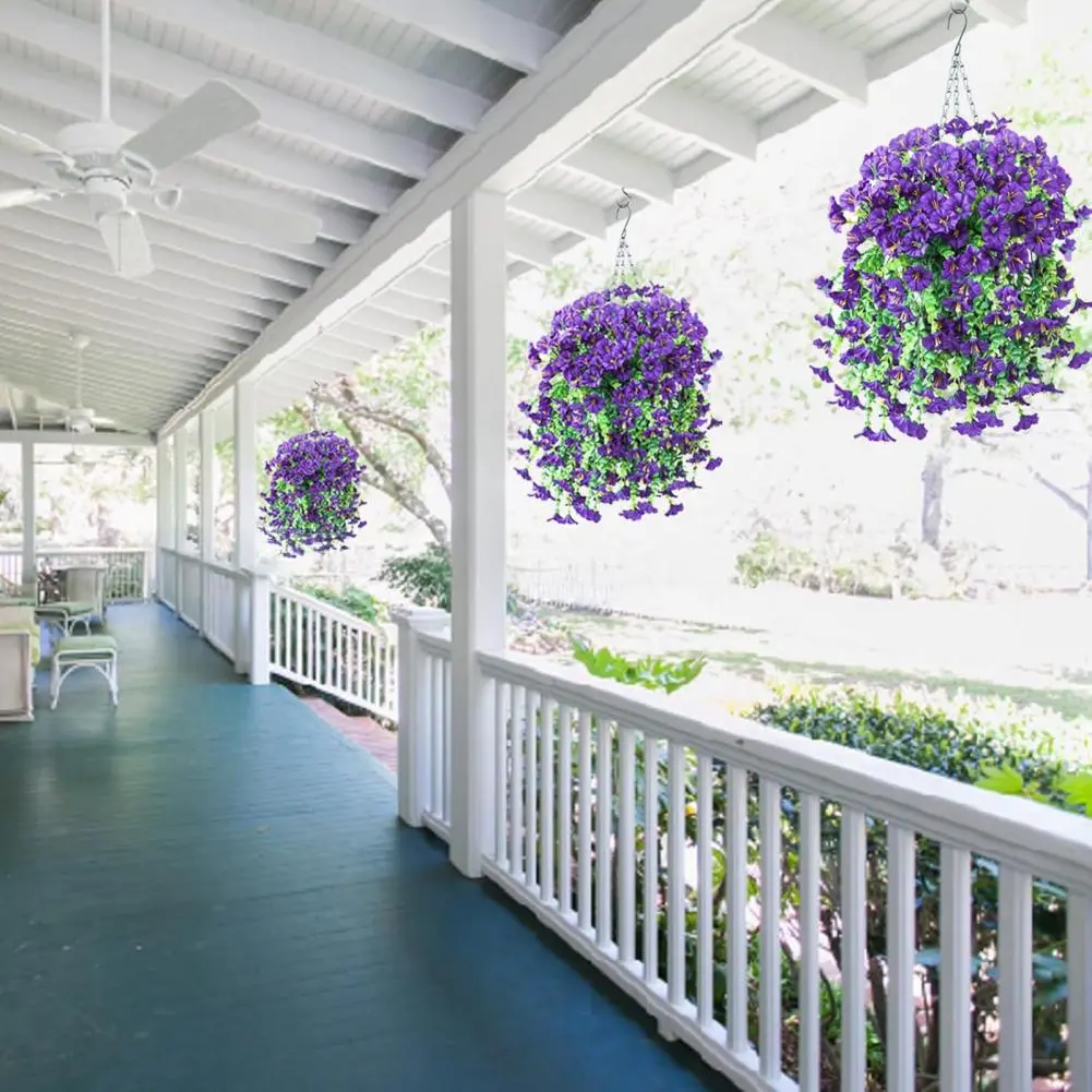All-weather Hanging Plants Uv Resistant Artificial Hanging Petunia Flowers for Outdoor Home Decor Faux for Patio for Patio