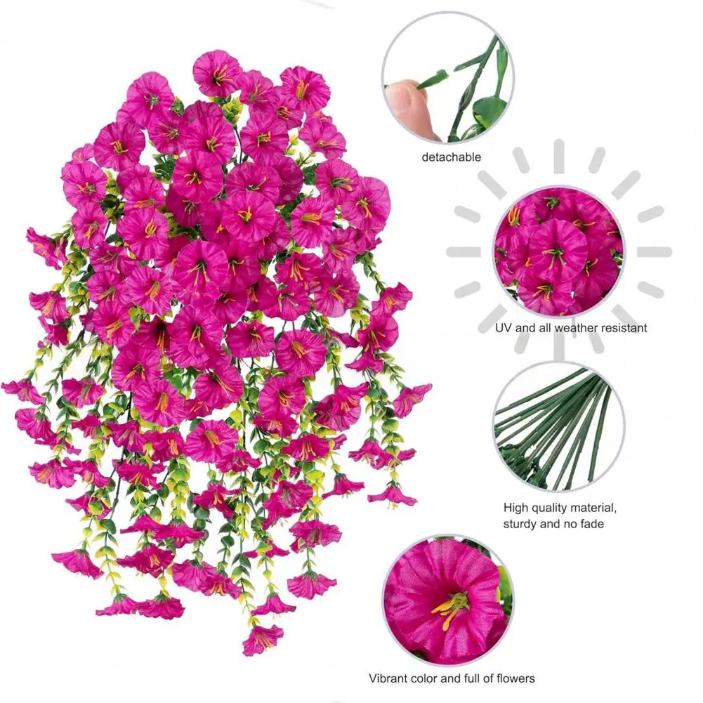 All-weather Hanging Plants Uv Resistant Artificial Hanging Petunia Flowers for Outdoor Home Decor Faux for Patio for Patio