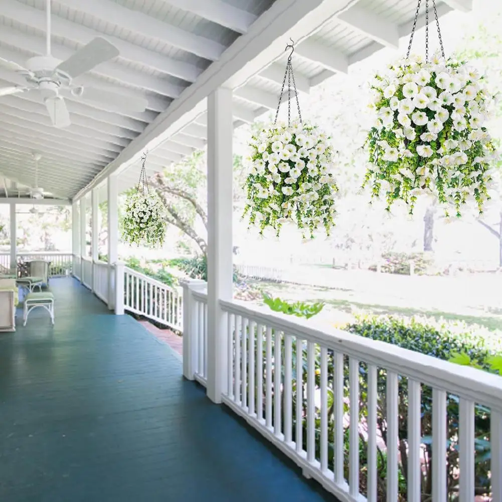 All-weather Hanging Plants Uv Resistant Artificial Hanging Petunia Flowers for Outdoor Home Decor Faux for Patio for Patio