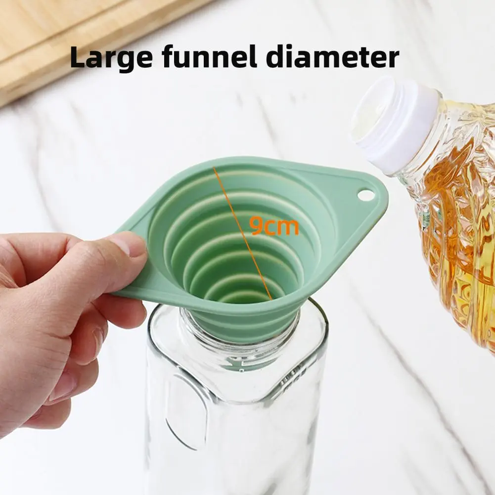 Foldable Kitchen Funnel Collapsible Silicone Kitchen Funnels Set for Bottles Heat Resistant Telescopic for Cooking for Filling