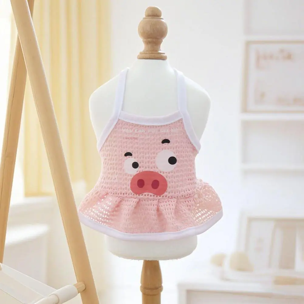 Dog Shirt Cartoon Hollow Pet Vest for Small Medium Dogs Cats Breathable Tank Top with Pleated Hem Cute Summer Clothes Outfit