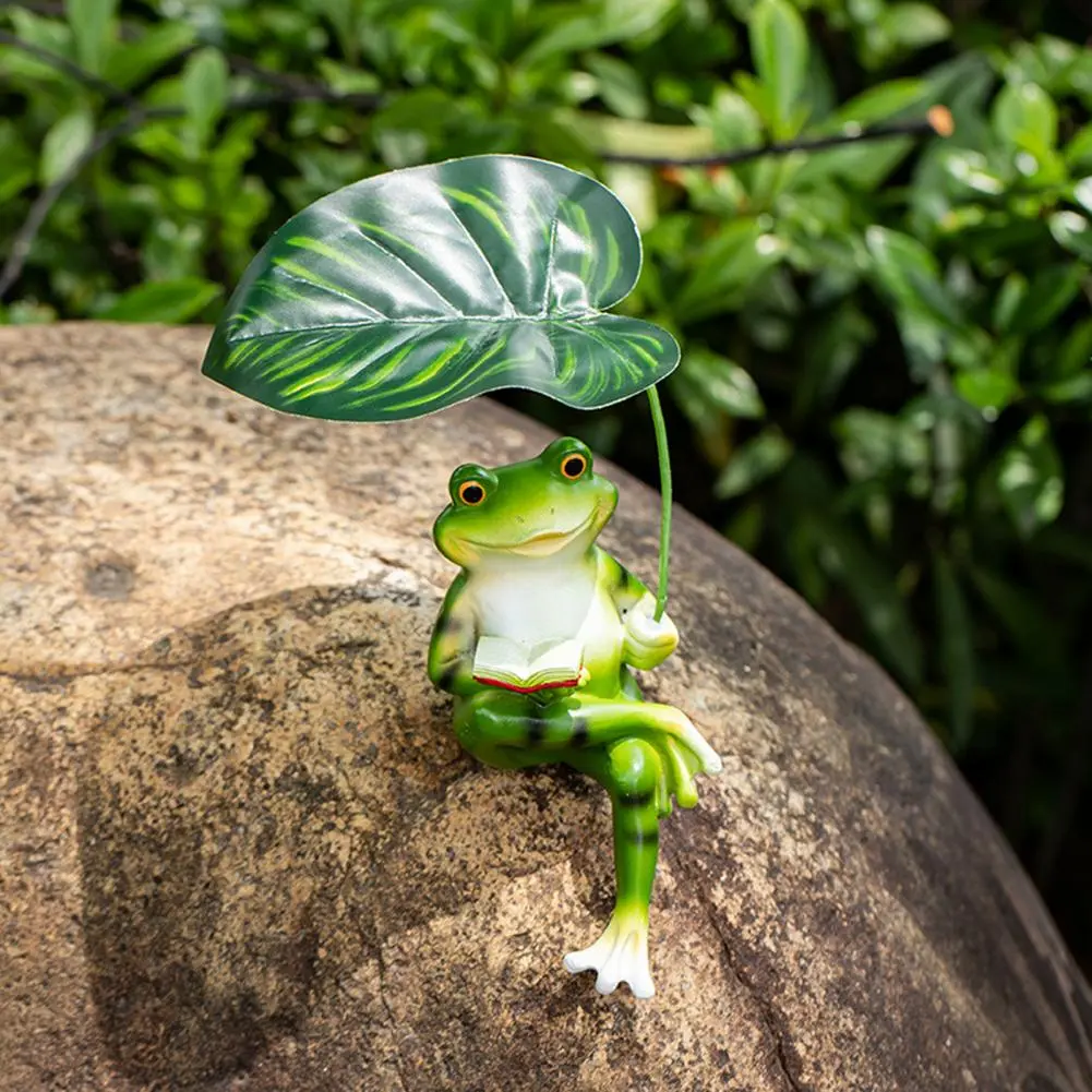 Fun Frog Decor for Garden Resin Sitting Frog Figurine Planter Decor for Flower Pots Balcony Miniature Frog Garden for Outdoor