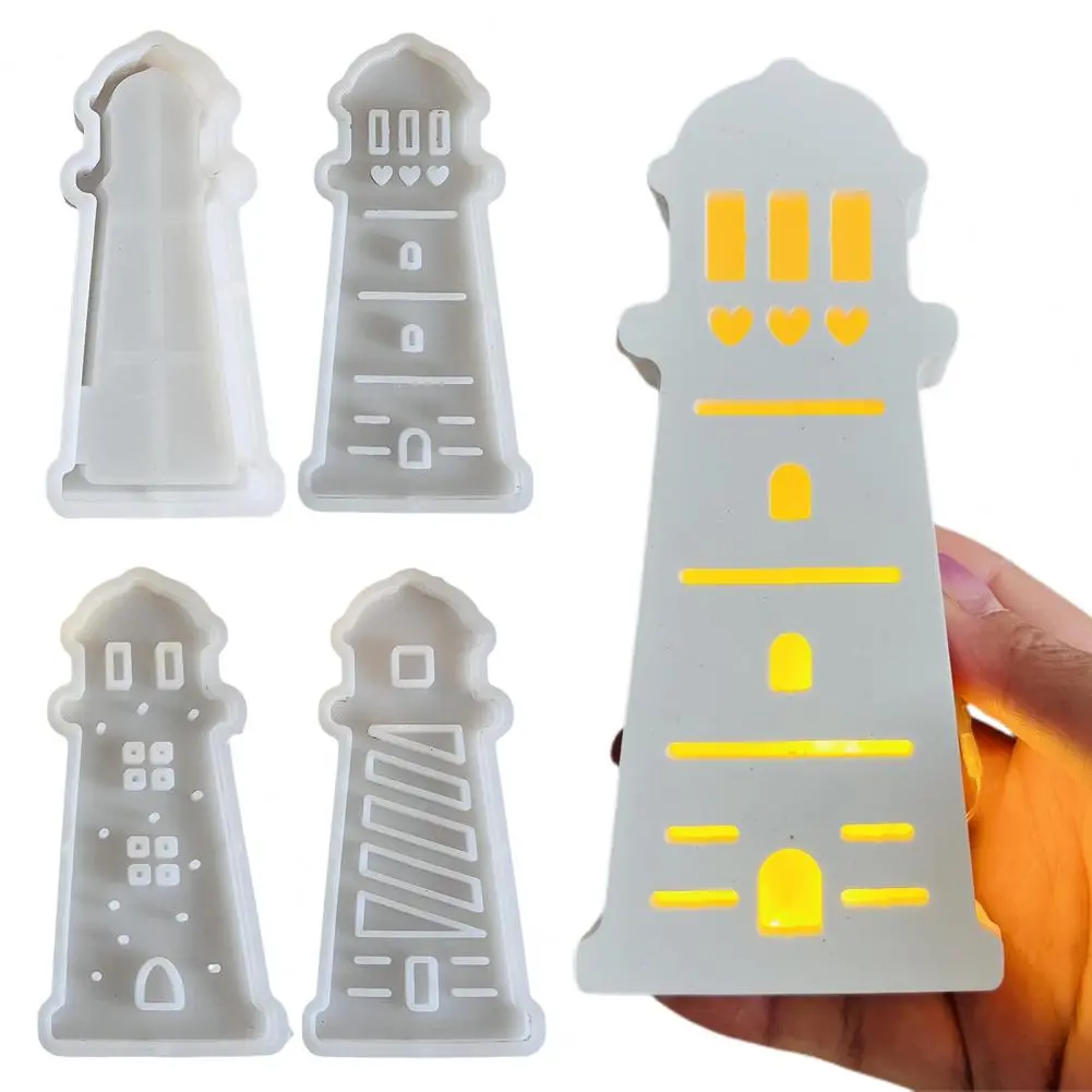 Diy Silicone Mold Summer Beach Theme Lighthouse Silicone Mold Set for Diy Candle Making Resin Art for Handmade for Crafts
