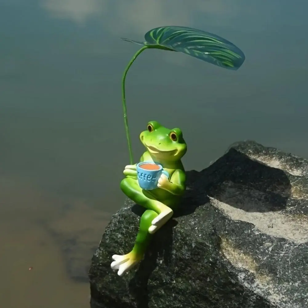 Fun Frog Decor for Garden Resin Sitting Frog Figurine Planter Decor for Flower Pots Balcony Miniature Frog Garden for Outdoor