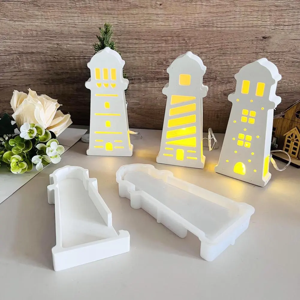 Diy Silicone Mold Summer Beach Theme Lighthouse Silicone Mold Set for Diy Candle Making Resin Art for Handmade for Crafts