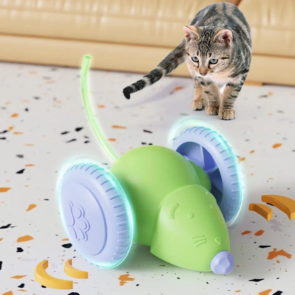 Automatic Obstacle Avoidance Cat Toy Electric Mouse Car Toy for Cats with Led Lights Rechargeable Automatic Teaser for Indoor