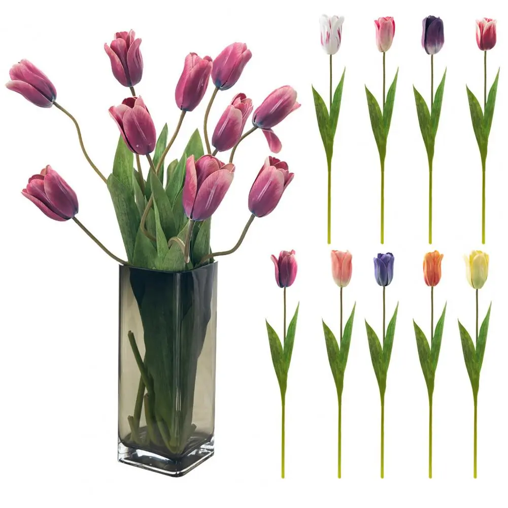 No Maintenance Fake Flowers Realistic Faux Tulip Artificial Flowers for Home Wedding Party Decor for Mother's for Hotel