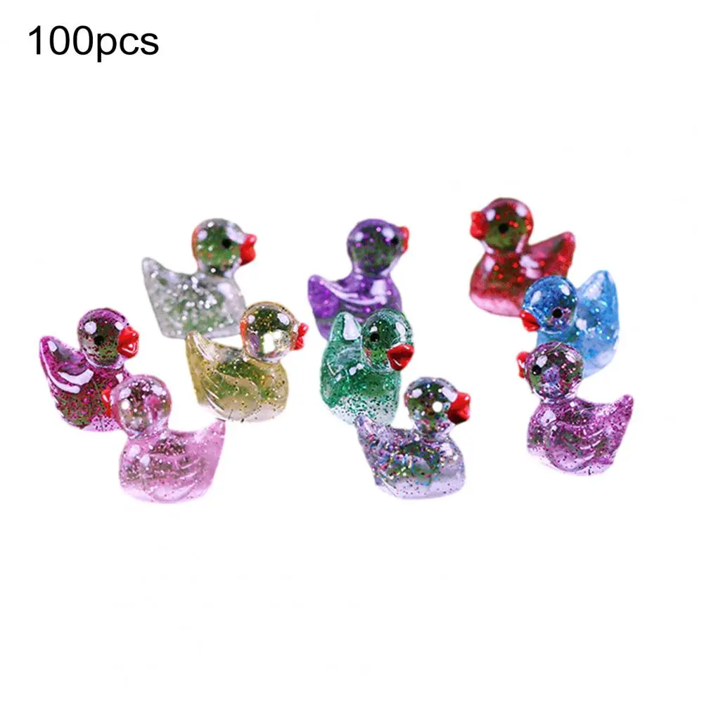 Duck Figurine Mini Duck Figurine Set for Diy Microlandscape Fairy Garden Decor 100pcs Miniature Cartoon Yellow Duck Ornaments