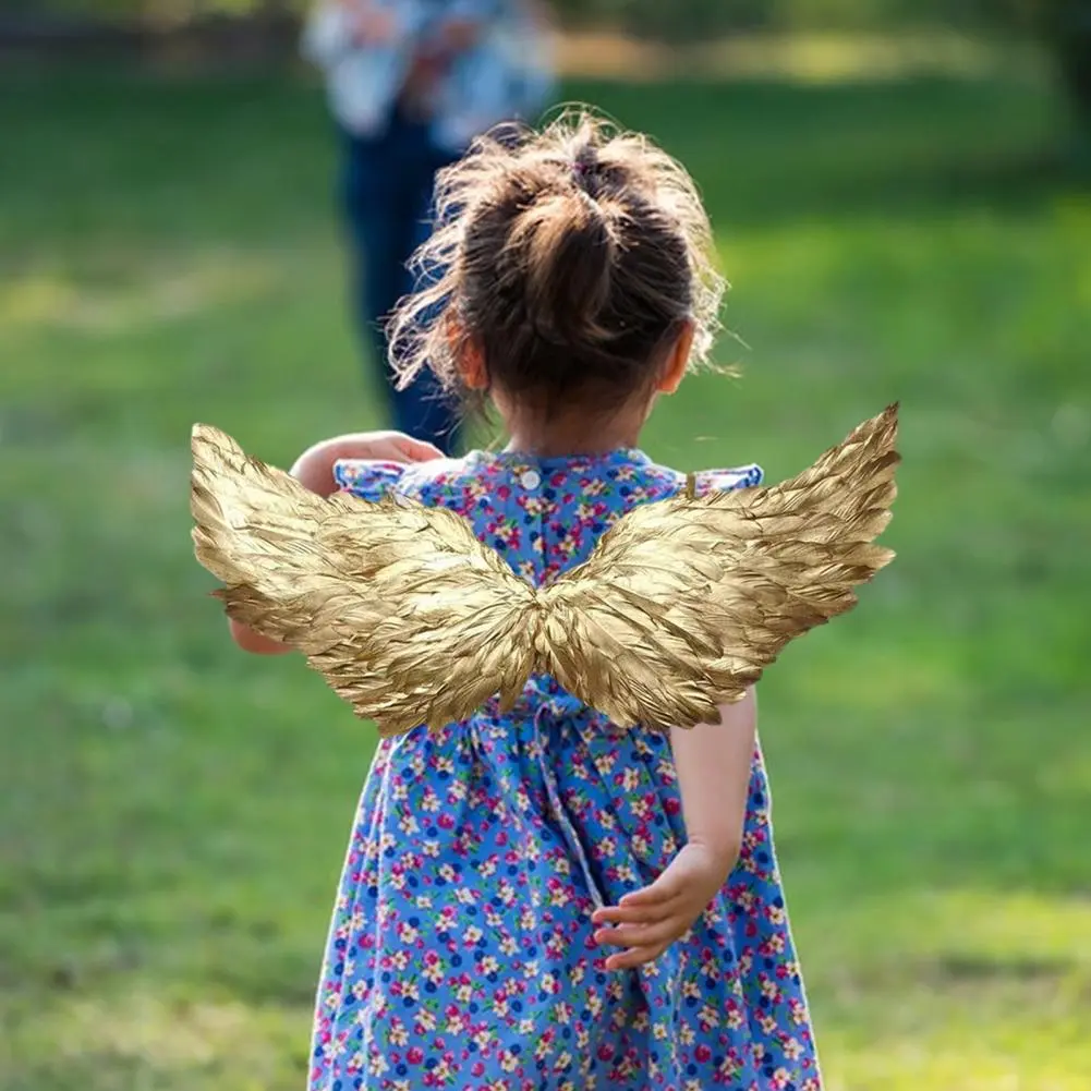 Angel Wing Party Costume Elegant Gold Angel Wings for Adults Children Carnival Masquerade Feather Wings Cosplay for Halloween