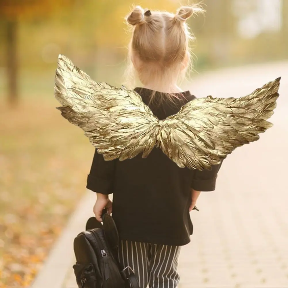 Angel Wing Party Costume Elegant Gold Angel Wings for Adults Children Carnival Masquerade Feather Wings Cosplay for Halloween