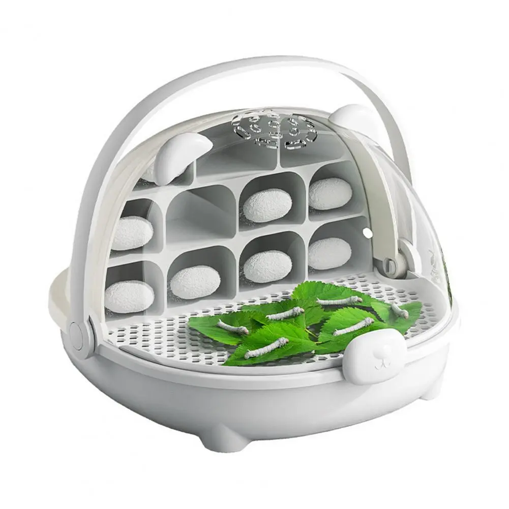 Silkworm Care Equipment Transparent Silkworm Breeding Box with Handle for Easy Observation Growth Small Habitat Cage for Silk