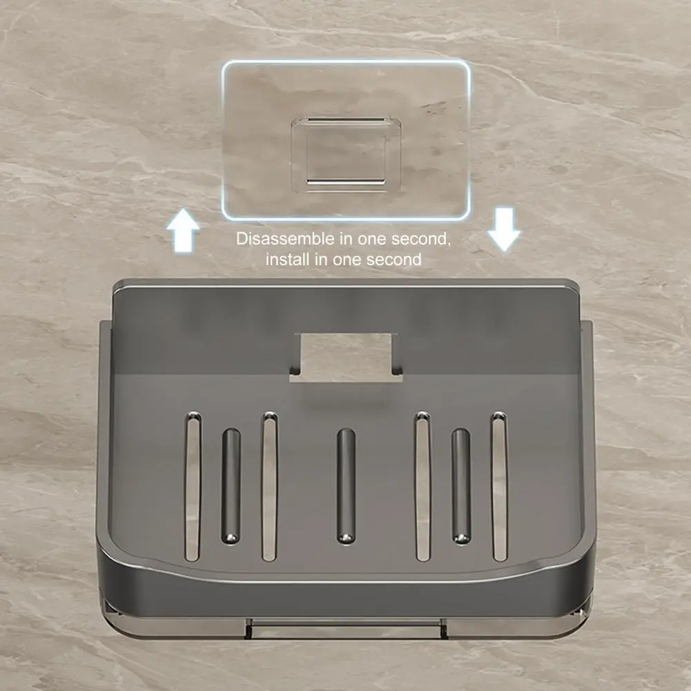 Soap Box Bathroom Organizer Set Wall Mounted Soap Dish with Drain Tray Razor Holder Strong Load-bearing Easy to Install Storage