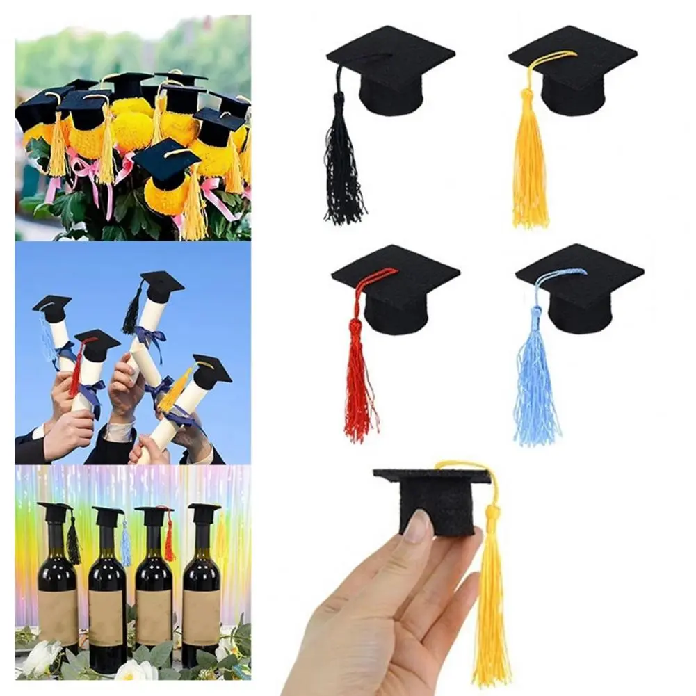 20pcs Mini Graduation Cap Doctoral Caps Mini Cute Graduation Cap Party Graduation Small Grad Hat Bottle Caps