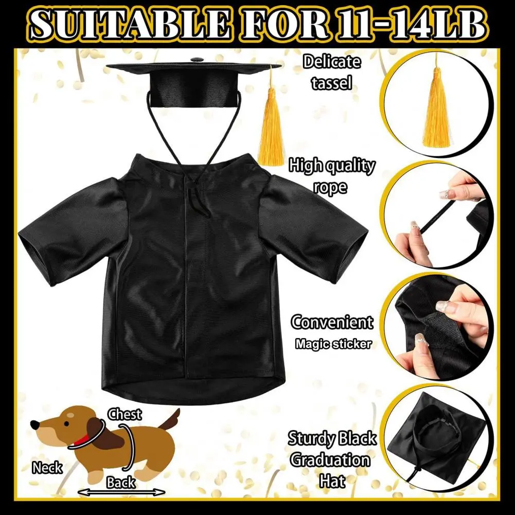 Machine-washable Pet Graduation Gown Pet Graduation Costume Set for Dogs Cats 2025 Cap Gown with Tassel for Graduation for Pets