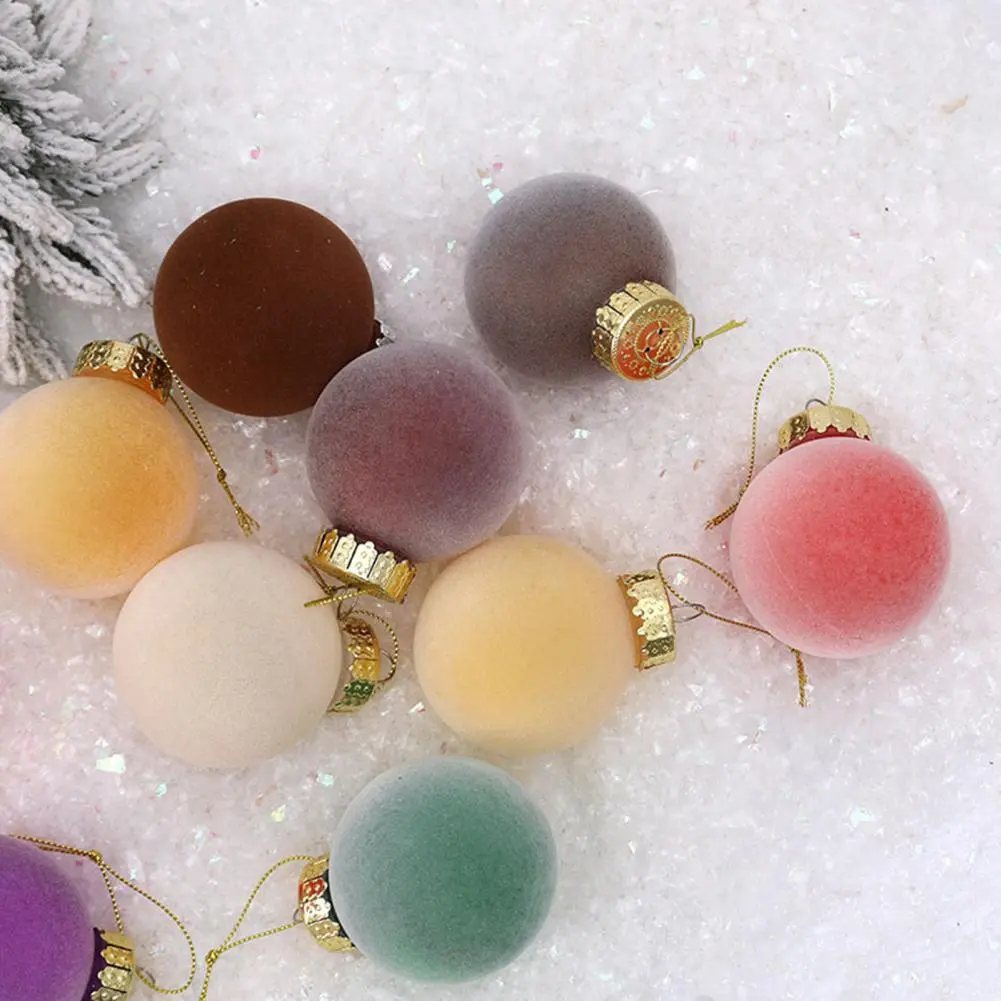 Velvet Christmas Balls Flocked Velvet Christmas Ball Ornaments Set 12 Shatterproof Decorative Balls for Xmas Tree for Xmas