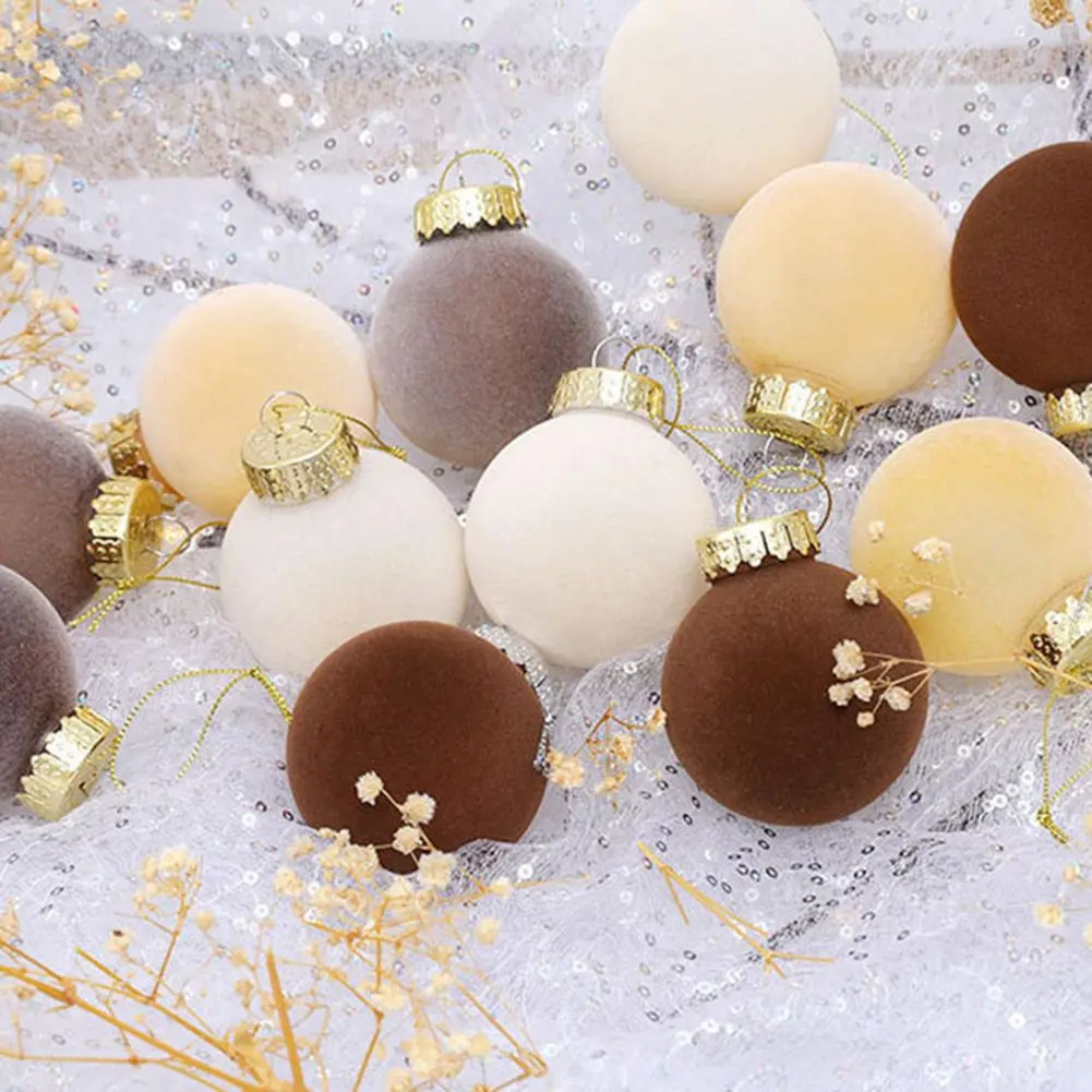Velvet Christmas Balls Flocked Velvet Christmas Ball Ornaments Set 12 Shatterproof Decorative Balls for Xmas Tree for Xmas
