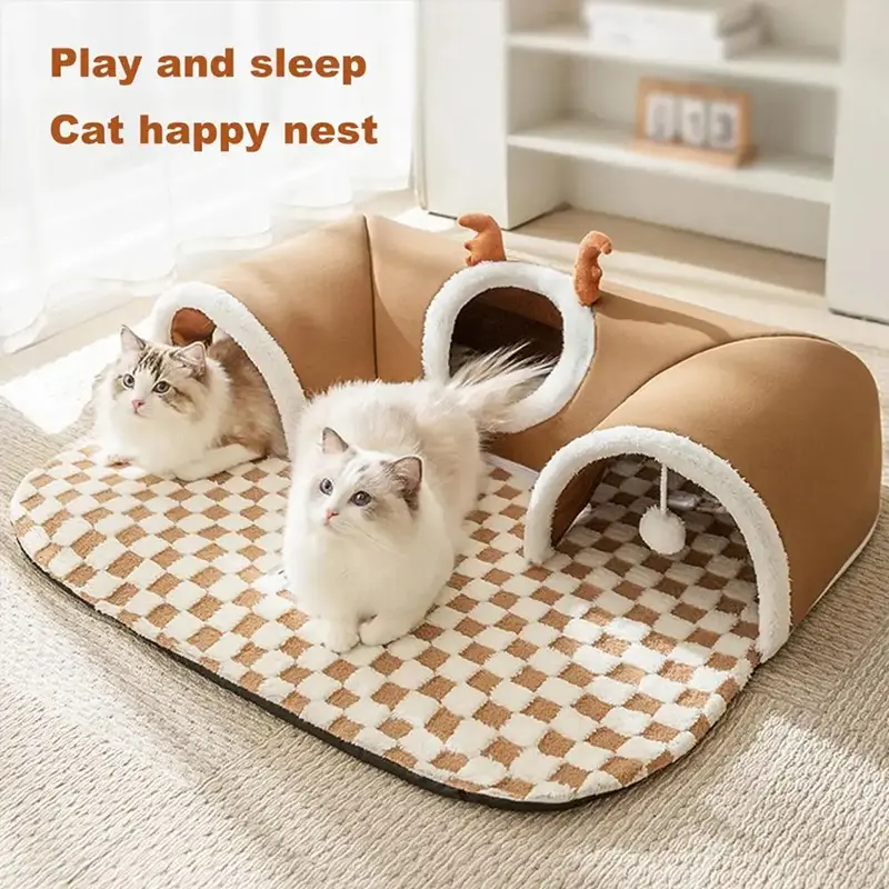 Cats Pet Products Warm Supplies Christmas Goods for Winter Basket Houses Habitats Kitten Accessory Bed Dog All Things Mat Beds